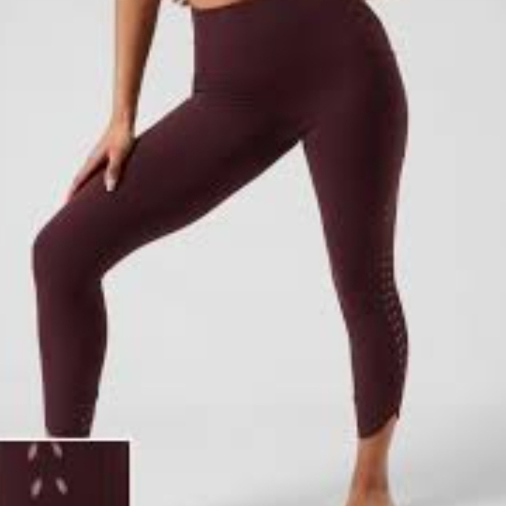 Athleta Deep Burgundy Laser Cut Leggings